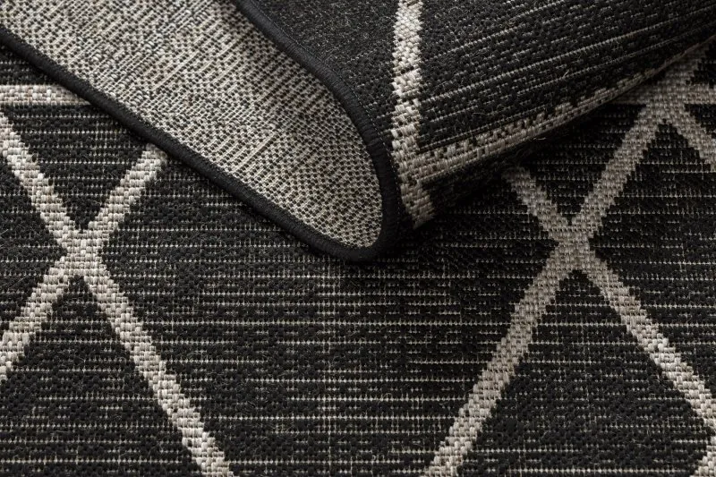 TAPIS EN CORDE SISAL FLOORLUX 20508 noir / argentin TRIANGLES