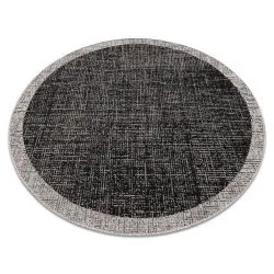 TAPIS EN CORDE SISAL FLOORLUX Cercle 20401 Cadre noir / argentin