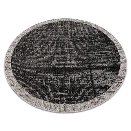 TAPIS EN CORDE SISAL FLOORLUX Cercle 20401 Cadre noir / argentin