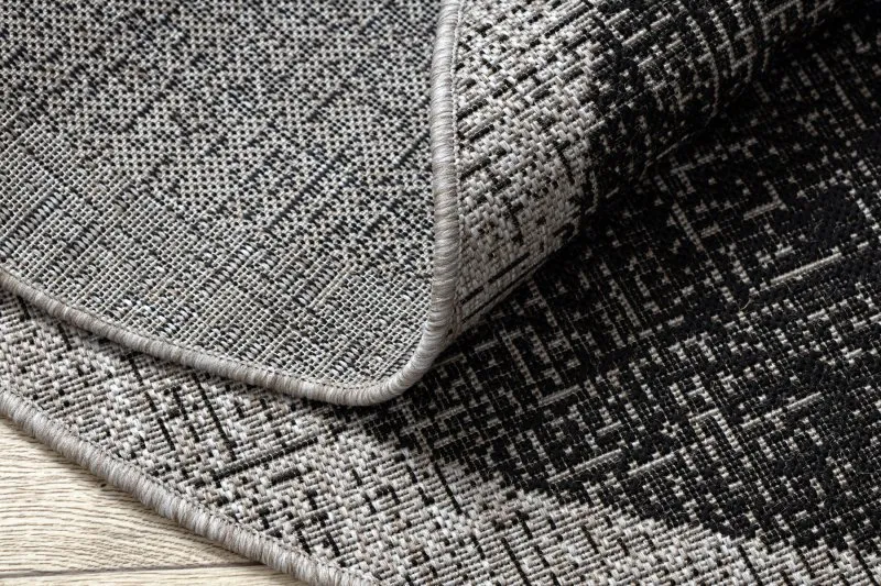 TAPIS EN CORDE SISAL FLOORLUX Cercle 20401 Cadre noir / argentin