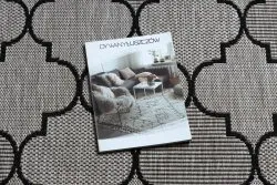 DYWAN SZNURKOWY SIZAL FLOORLUX 20607 , koniczyna marokańska, trellis  srebrny / czarny