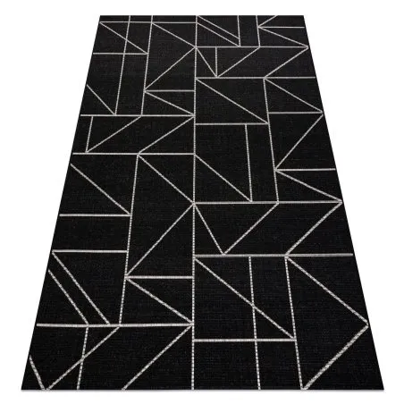 TAPIS EN CORDE SISAL FLOORLUX 20605 noir / argentin TRIANGLES, GÉOMÉTRIQUE