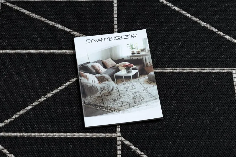 TAPIS EN CORDE SISAL FLOORLUX 20605 noir / argentin TRIANGLES, GÉOMÉTRIQUE
