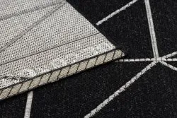 TAPIS EN CORDE SISAL FLOORLUX 20605 noir / argentin TRIANGLES, GÉOMÉTRIQUE