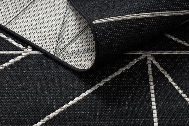 TAPIS EN CORDE SISAL FLOORLUX 20605 noir / argentin TRIANGLES, GÉOMÉTRIQUE
