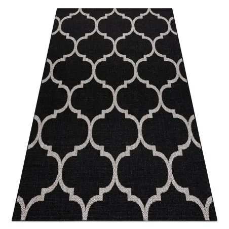 TAPIS EN CORDE SISAL FLOORLUX 20608 Treillis marocain noir / argentin