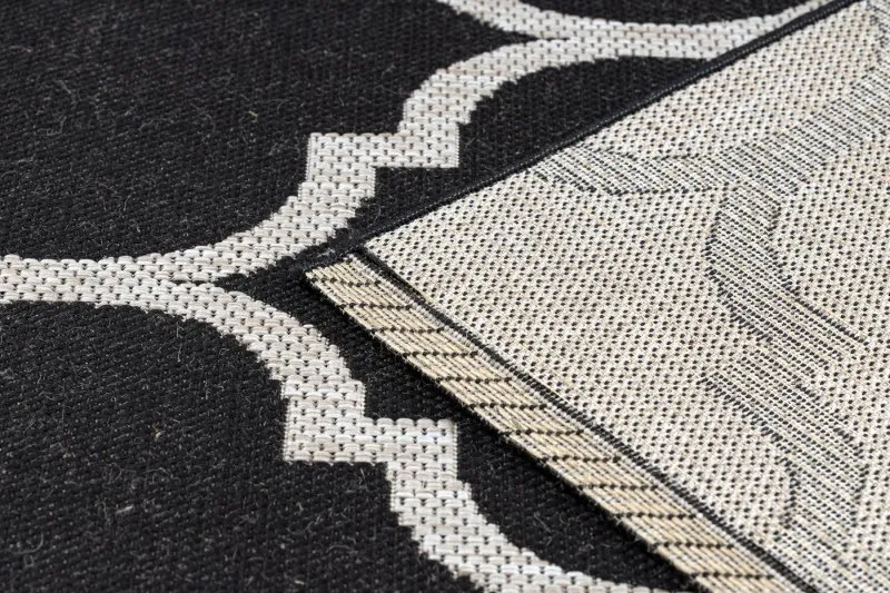 TAPIS EN CORDE SISAL FLOORLUX 20608 Treillis marocain noir / argentin