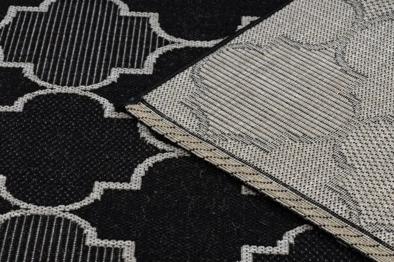 TAPIS EN CORDE SISAL FLOORLUX 20607 Treillis marocain noir / argentin