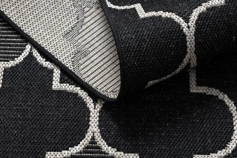 TAPIS EN CORDE SISAL FLOORLUX 20607 Treillis marocain noir / argentin