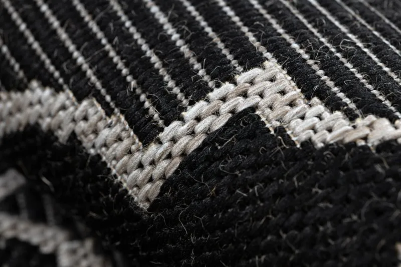 TAPIS EN CORDE SISAL FLOORLUX 20607 Treillis marocain noir / argentin