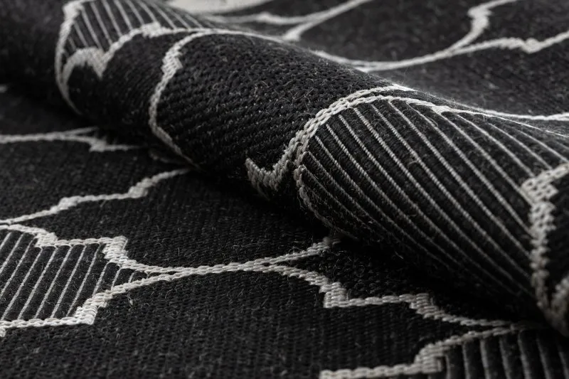 TAPIS EN CORDE SISAL FLOORLUX 20607 Treillis marocain noir / argentin