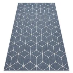 Tapis EN CORDE SISAL FLAT 48721/591 CUBES 3D bleu