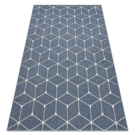 Tapis EN CORDE SISAL FLAT 48721/591 CUBES 3D bleu