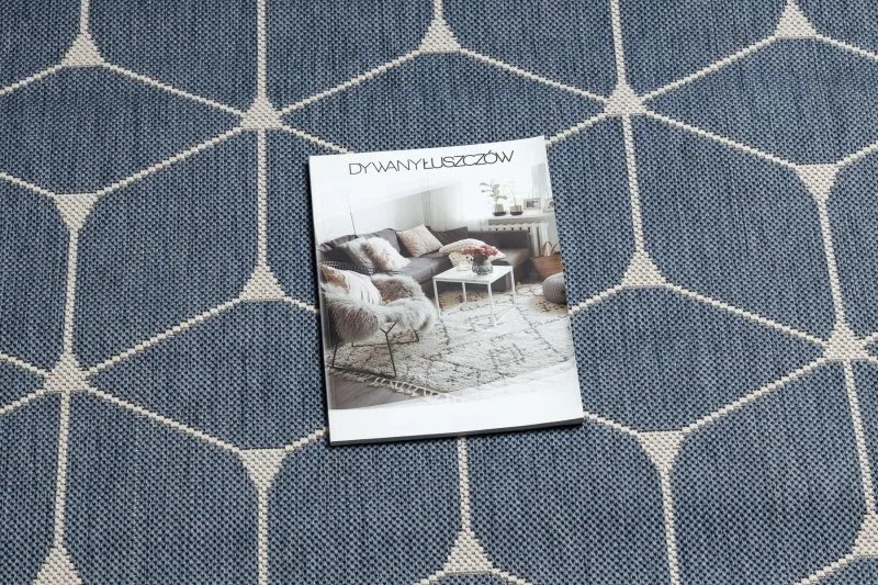 Tapis EN CORDE SISAL FLAT 48721/591 CUBES 3D bleu