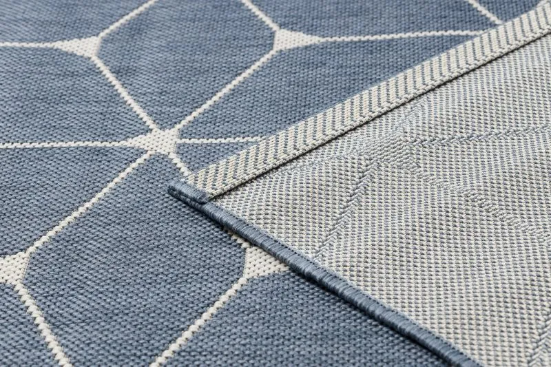Tapis EN CORDE SISAL FLAT 48721/591 CUBES 3D bleu