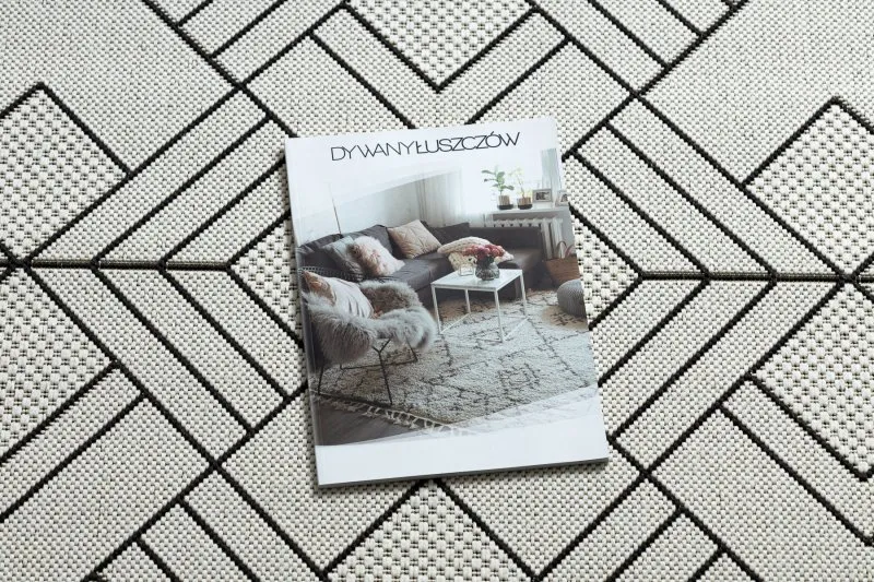 Dywan SZNURKOWY SIZAL FLAT 48731960 Kwadraty, romby, geometryczny krem / szary 