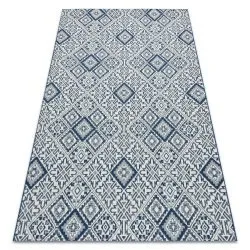 Tapis EN CORDE SISAL COLOR 19247/699 Carrés Losanges Carreaux Bleu