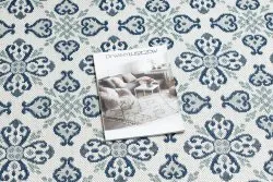 Tapis EN CORDE SISAL COLOR 19246/969 Fleurs Blanc