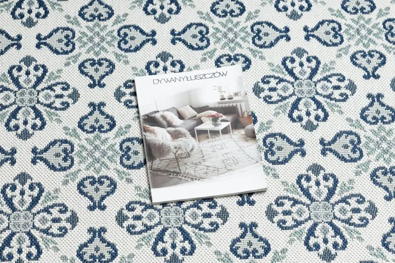 Tapis EN CORDE SISAL COLOR 19246/969 Fleurs Blanc