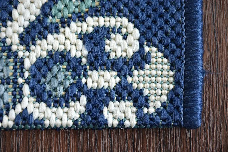 Tapis EN CORDE SISAL COLOR 19246/699 Fleurs Bleu