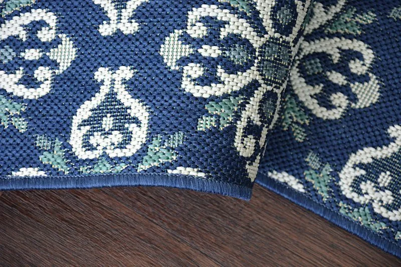 Tapis EN CORDE SISAL COLOR 19246/699 Fleurs Bleu