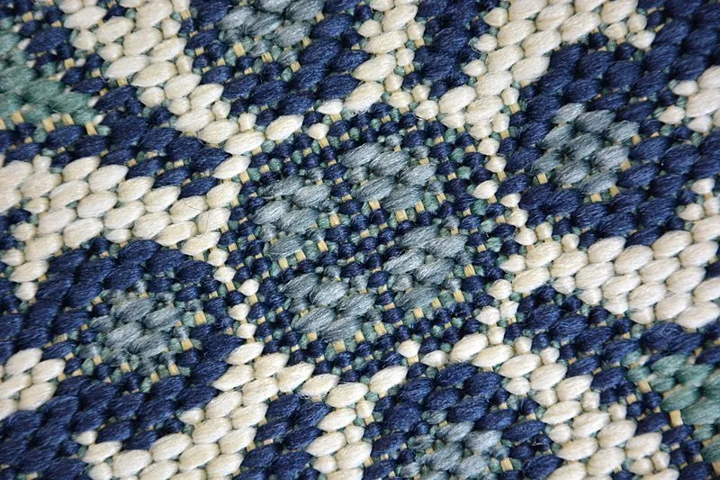 Tapis EN CORDE SISAL COLOR 19246/699 Fleurs Bleu