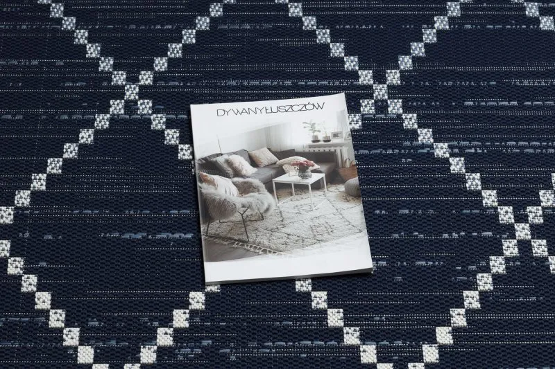 Tapis EN CORDE SISAL COLOR 47268/309 Losanges CarrésBleu