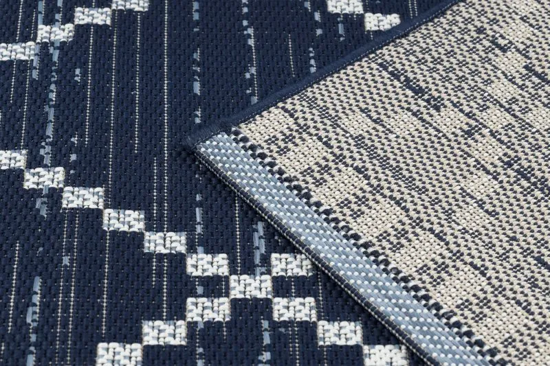 Tapis EN CORDE SISAL COLOR 47268/309 Losanges CarrésBleu