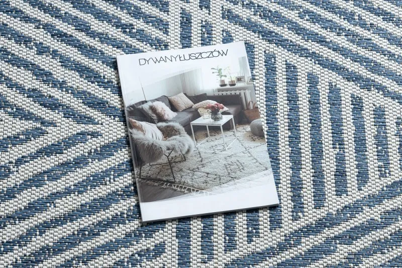 Tapis COLOR 47176360 SISAL lignes, triangles, zigzag beige / bleu