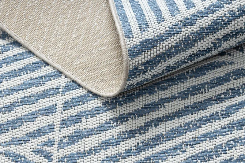 Tapis COLOR 47176360 SISAL lignes, triangles, zigzag beige / bleu