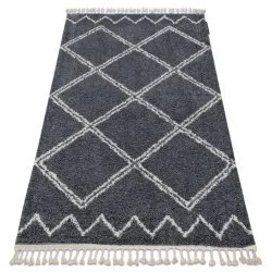 Tapis BERBER ASILA B5970 gris et blanc Franges berbère marocain shaggy