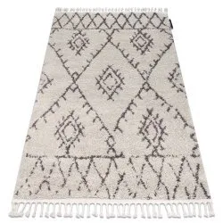 Tapis BERBER FEZ G0535 crème et marron Franges berbère marocain shaggy