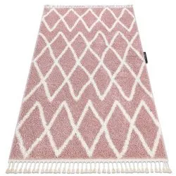 Tapis BERBER BENI rose Franges berbère marocain shaggy