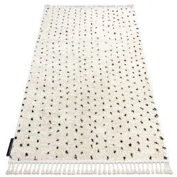 Tapis BERBER SYLA B752 points crème Franges berbère marocain shaggy