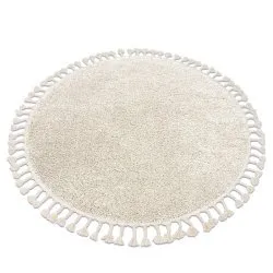 Tapis BERBER 9000 cercle crème Franges berbère marocain shaggy