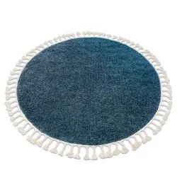 Tapis BERBER 9000 cercle bleu Franges berbère marocain shaggy