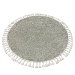 Tapis BERBER 9000 cercle vert Franges berbère marocain shaggy