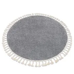 Tapis BERBER 9000 cercle gris Franges berbère marocain shaggy