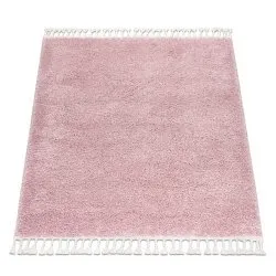 Tapis BERBER carré 9000 rose Franges berbère marocain shaggy
