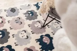 Tapis HEOS 78468 crème / rose / bleu / gris MOUTONS
