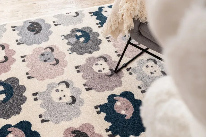 Tapis HEOS 78468 crème / rose / bleu / gris MOUTONS
