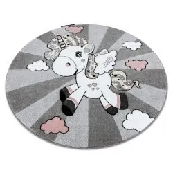 Tapis PETIT UNICORN LICORNE cercle gris