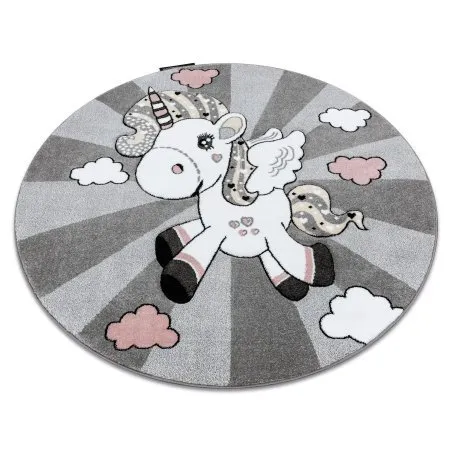 Tapis PETIT UNICORN LICORNE cercle gris