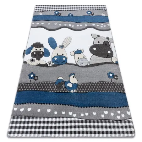 Tapis PETIT FARM FERME ANIMAUX bleu