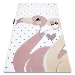 Tapis PETIT FLAMINGOS CŒURS crème