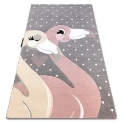 Tapis PETIT FLAMINGOS CŒURS gris
