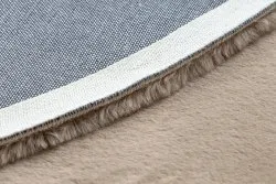 Tapis BUNNY cercle taupe beige IMITATION DE FOURRURE DE LAPIN