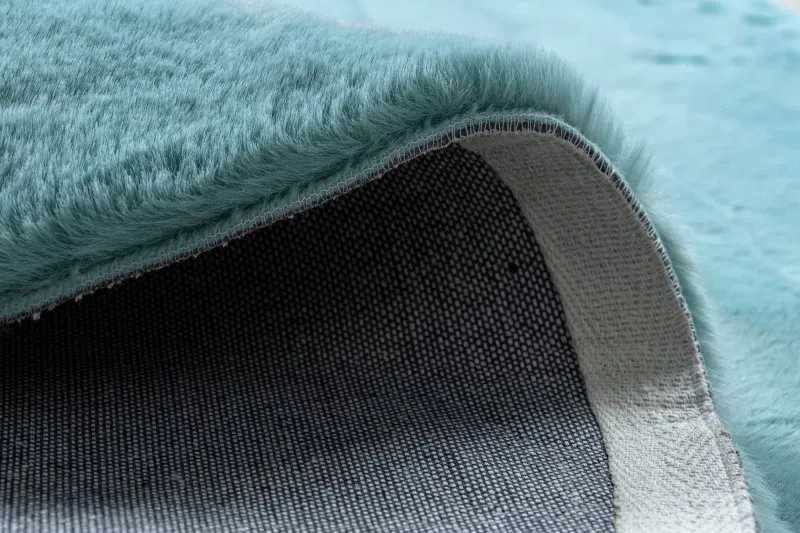 Tapis BUNNY cercle aqua bleu IMITATION DE FOURRURE DE LAPIN