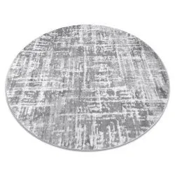 Tapis MEFE moderne Cercle 8722 Lignes vintage - Structural deux niveaux de molleton gris / blanc