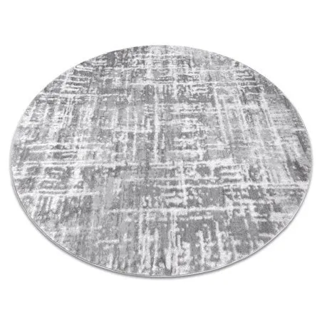 Tapis MEFE moderne Cercle 8722 Lignes vintage - Structural deux niveaux de molleton gris / blanc